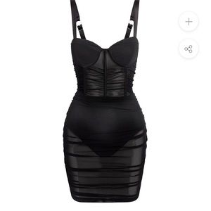 Oh Polly Mesh Black Dress